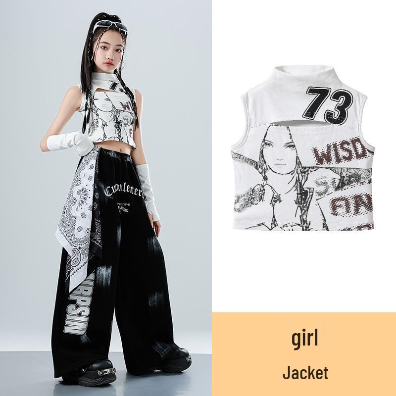 Trendy Girls' Jazz & Hip Hop Dance Crop Top Performance Costume