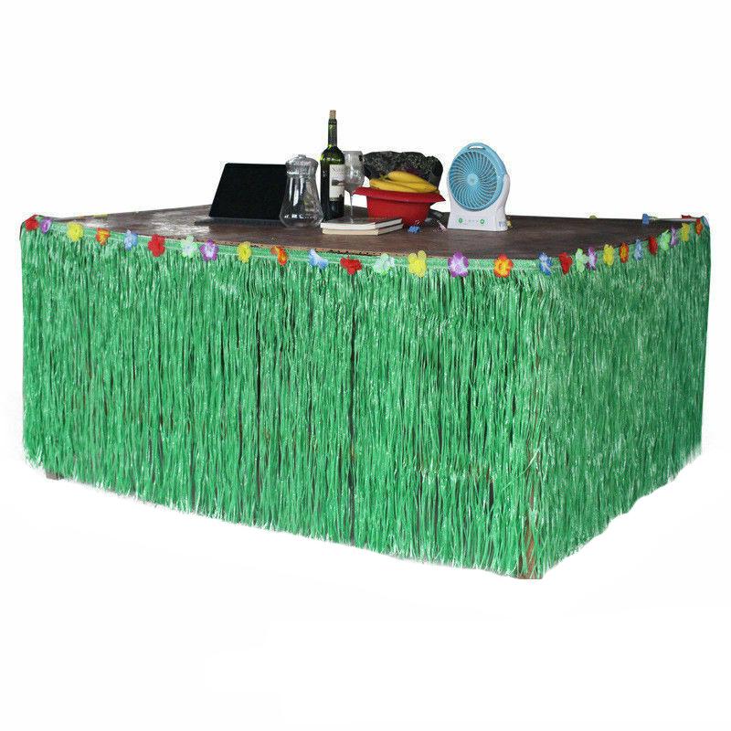 Hawaiian Party Table & Wall Decoration Set with Straw Skirt