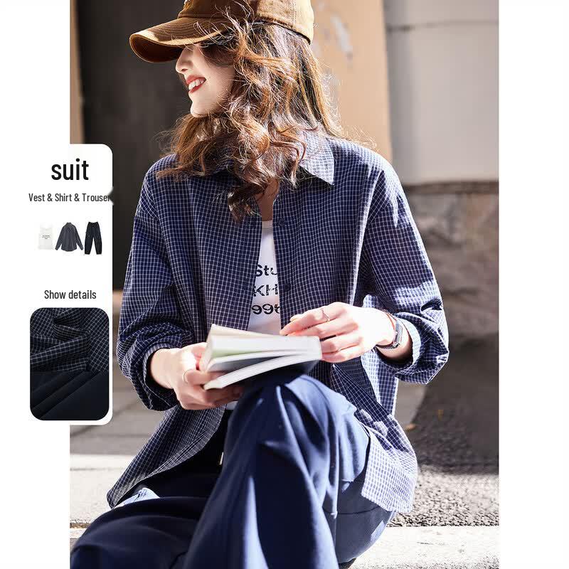 Retro Academy Plaid Three-Piece Set M