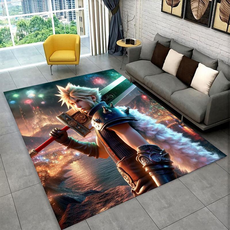 Cloud Tifa Final Fantasy Games Sephiroth Carpet Rug for Bedroom Living Room Sofa Playroom Doormat Home Decor,Area Rug Non-slip