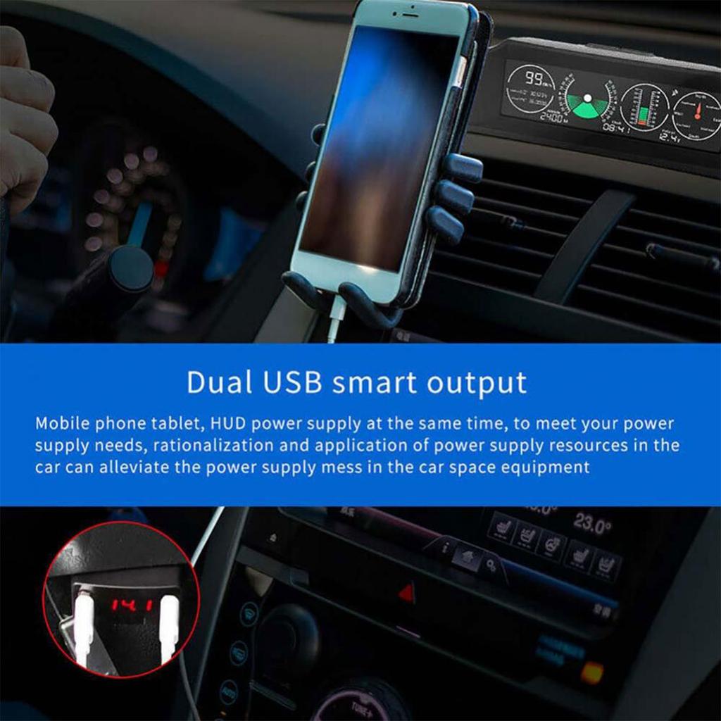 Mini Dual USB Charger Adapter Car OBD Charging Universal 12V 24V LED Voltage Display Charger Socket Fast Charging Power