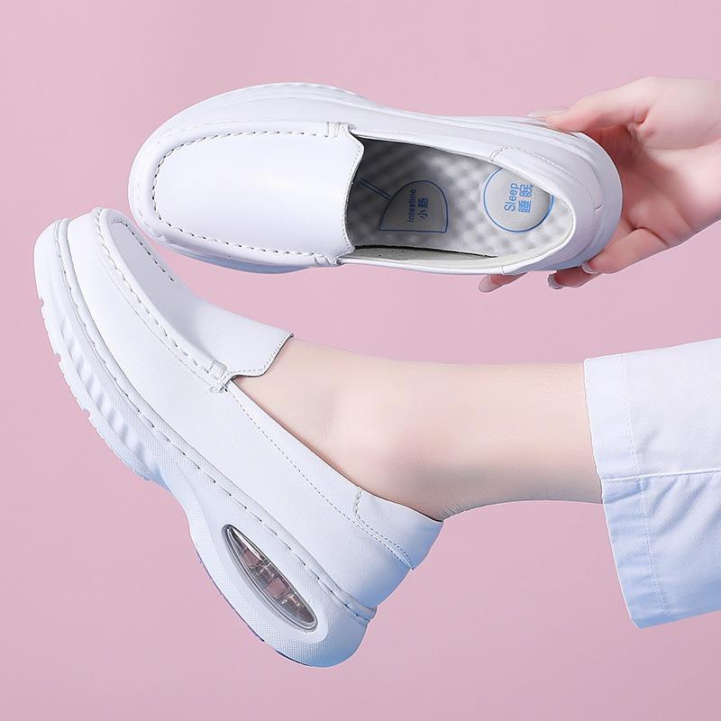 Air Cushion Nurse Shoes Women's Spring and Summer New Leather Hollow Soft Sole Breathable Special Medical Work Shoes In Stock
