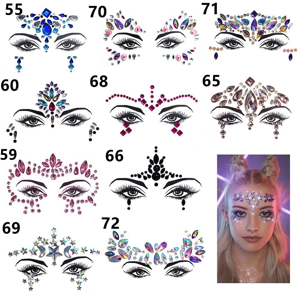 1PC Maskerade Glänzendes Gesicht Dekoration 3D Kristall Aufkleber Musik Festival Trendy Glänzende Acryl Bohrer Aufkleber Temporäre Tattoo Aufkleber