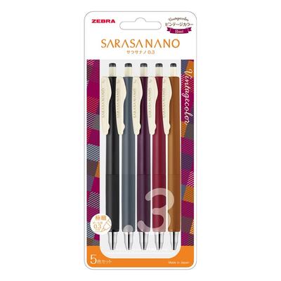 Zebra Gelschreiber Sarasa Nano 0,3 mm Vintage 5er-Set B JJH72-5C-B