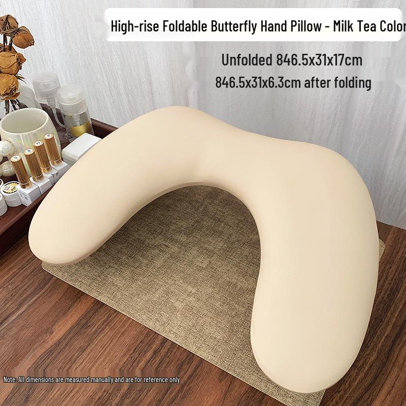 Russian-Style Foldable U-Shaped Leather Manicure Hand Rest with Butterfly Design