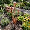 Weatherproof Metal Floral Garden Stake Handcrafted Retro Three Calla Lilies Sculpture with Bells Garden Sculpture Patio