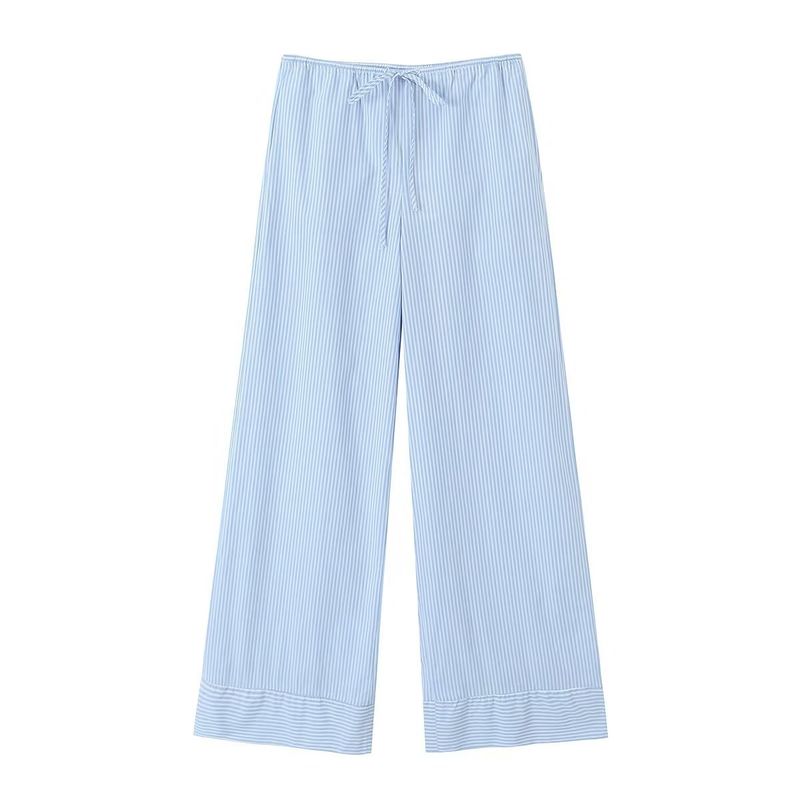 Kaslead Women's Clothing Stretch Lace-up Stripes Pants