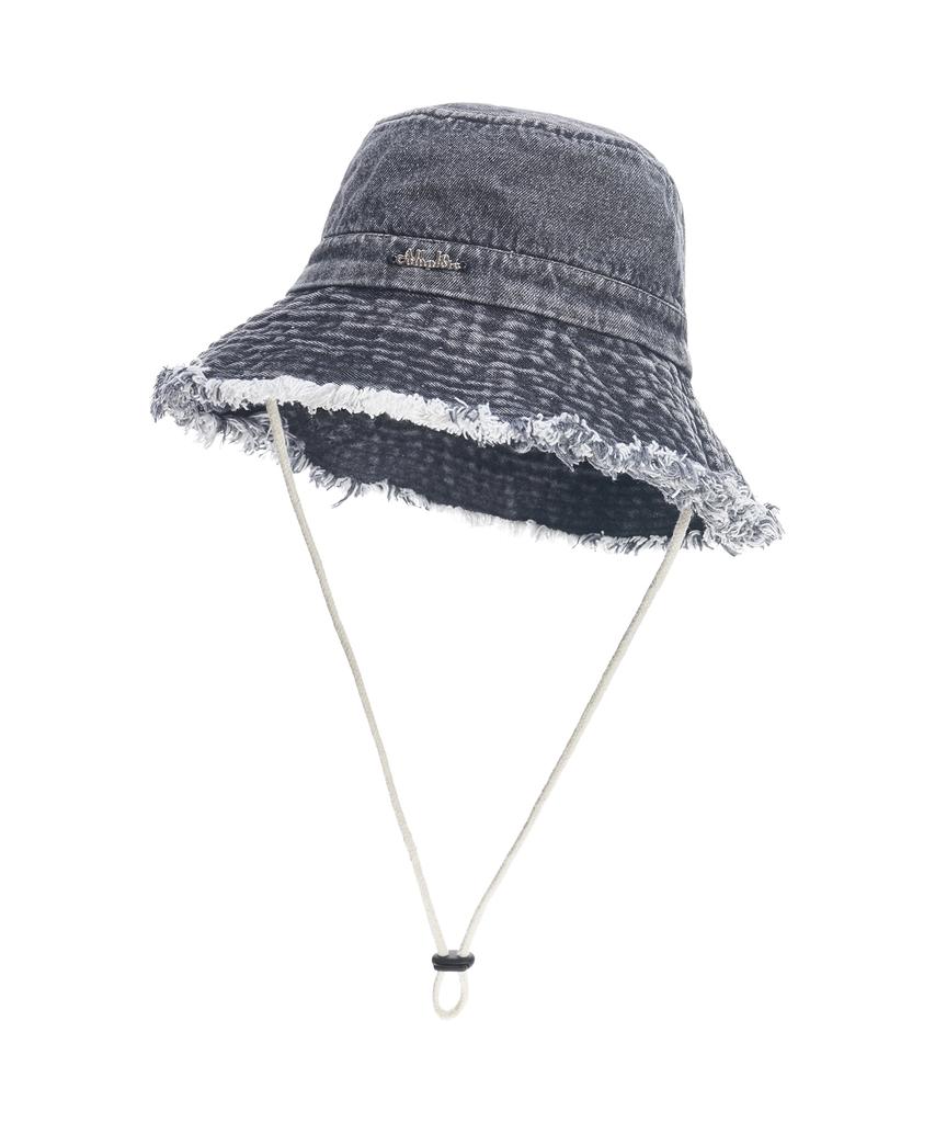 Olinkeompeulliteu Denim Bleached Safari Hat (Black)