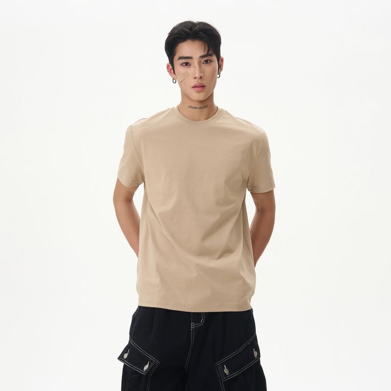 Kisko American Retro Basic Solid Color Casual Cool Short-Sleeve T-Shirt for Men and Women, Summer Commuting Loose Inner Top