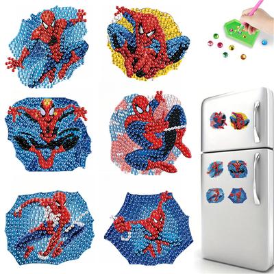 6 piezas/Set Imanes de Pintura de Diamantes de Superhéroes para Nevera Arte de Diamantes Imanes de Nevera para Adultos Kits de Imanes de Nevera de Arte de Diamantes
