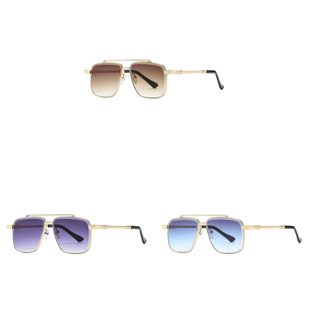 Mens Classic Square Metal Sunglasses With Gray Lenses For Outdoor Activities And Parties