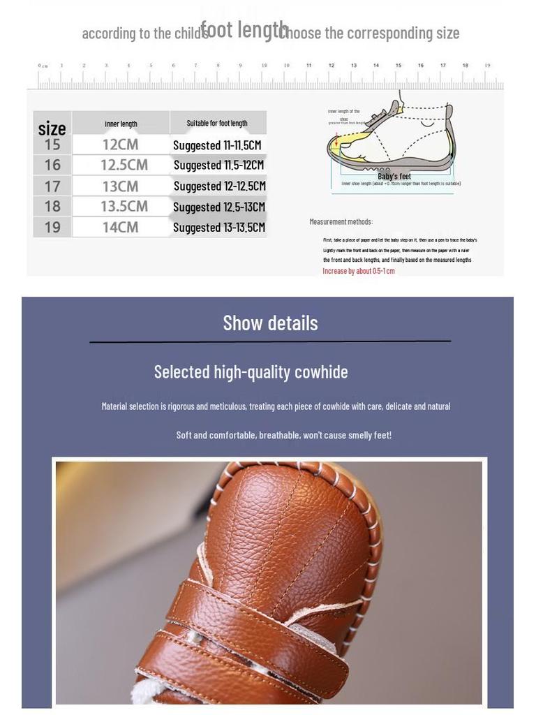 Soft Sole Winter Cotton Toddler Shoes for Boys & Girls, Age 1-3