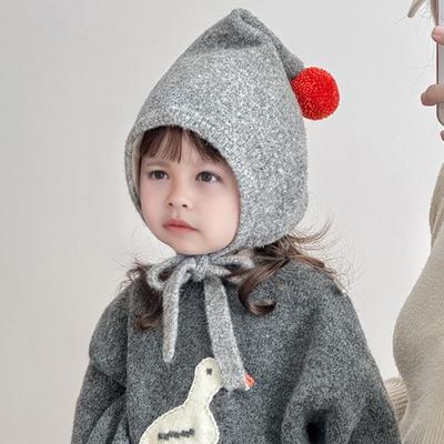 Kinder Mütze Plüschball Deko Schnürung Warm Elastisch Wintermütze Bequem Lockere Passform Kalt
