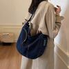 Denim Messenger Bag med Stor Kapacitet Dam Vintage Axelväska Crossbody-väska
