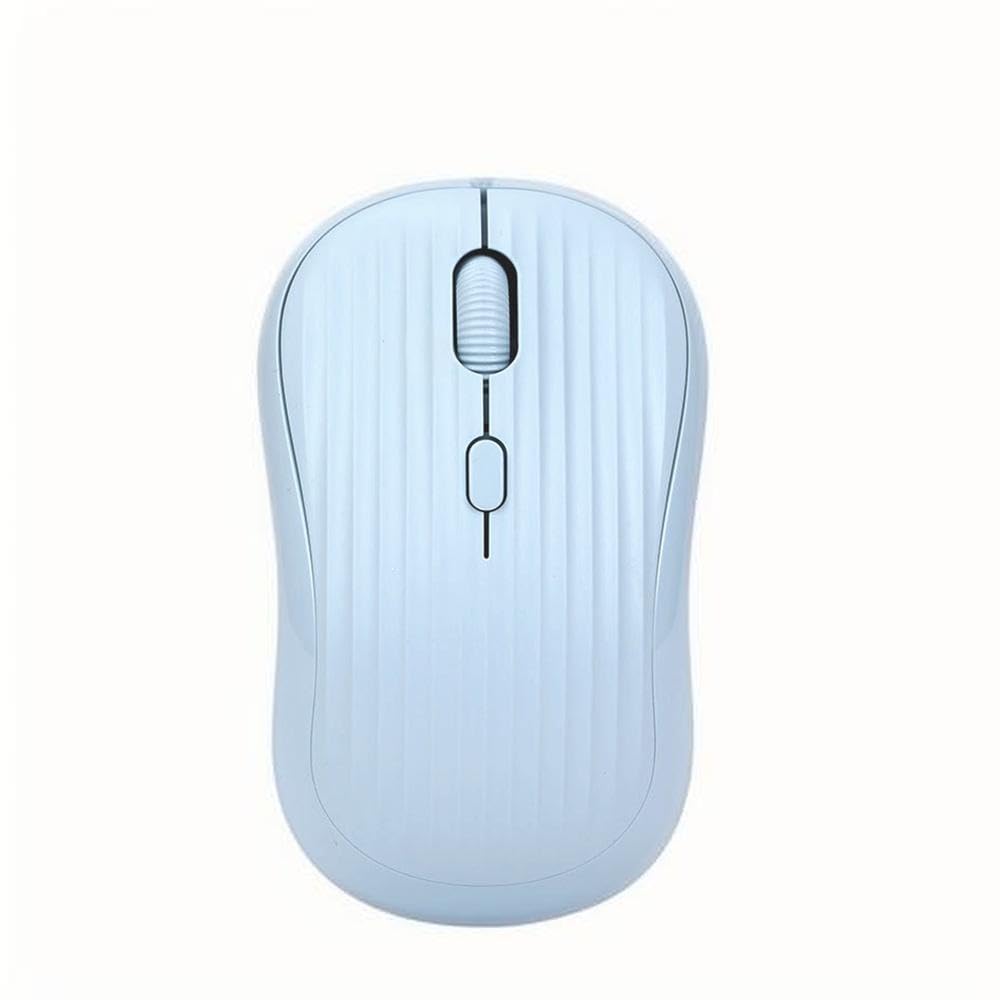 

Wireless Bluetooth Quiet Mouse with 3 DPI USB Long Battery Ergonomic Stylish Striped Compatible with and Android & 2.4GHz Settings, Receiver, Type-C синій