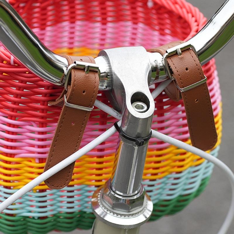 Bicycles Basket with Fasten Strap, Plastic Bicycles Front Basket for Kids Adjustable Bike Handlebar Storage Bike Basket