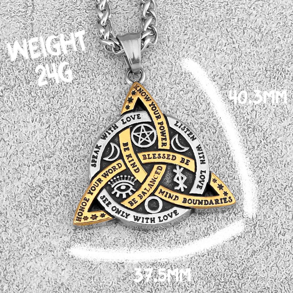 Viking Celtic Knot Pendant Necklace Stainless Steel Men Chain Odin Protection Amulet Gothic Jewelry Gift