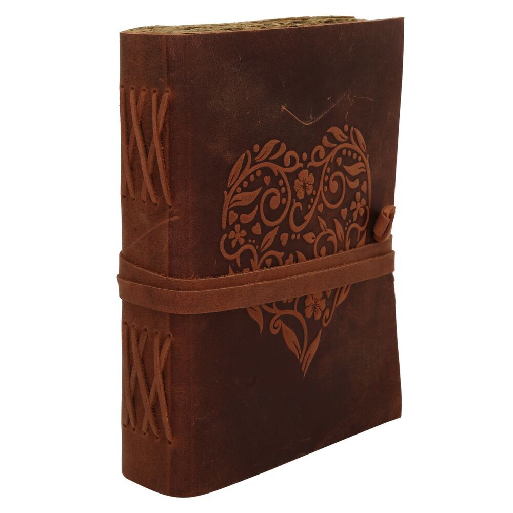 Vintage kožený deník kniha Shadow Grimoire Starožitné Deckle Paper Heart