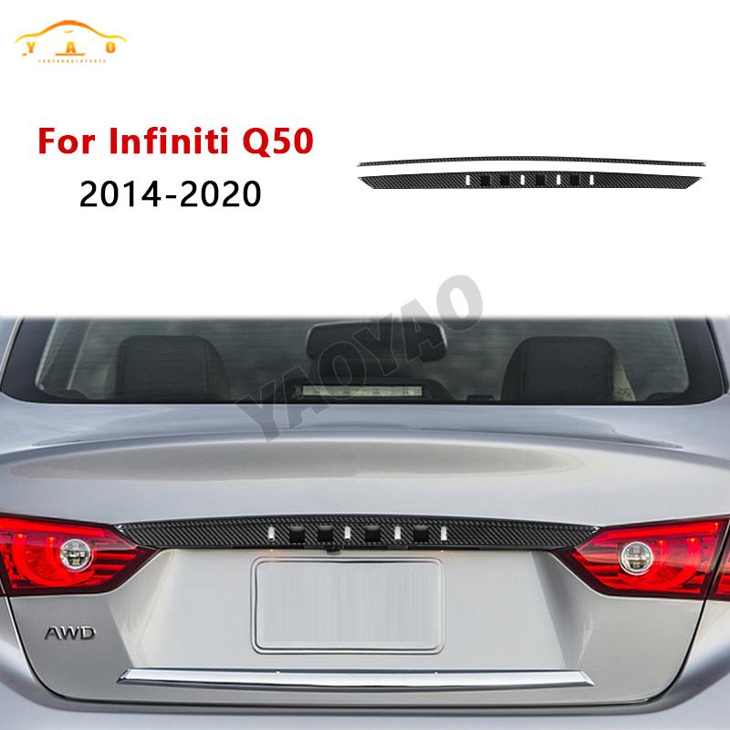 Car Accessories Trunk Decorative Strip Modified Exterior Trim Cover Soft Sticker Carbon Fiber For Infiniti Q50 2014-2020
