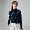 Paro Women's 100% Cashmere Semi-High Collar Letter Jacquard Sweater