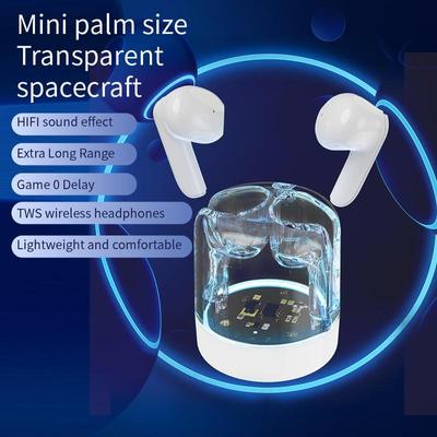 2024 Auricolari Bluetooth TWS Trasparenti con Luce Respiratoria Colorata Auricolari True Wireless Cuffie con Bassi Potenti Controllo Touch