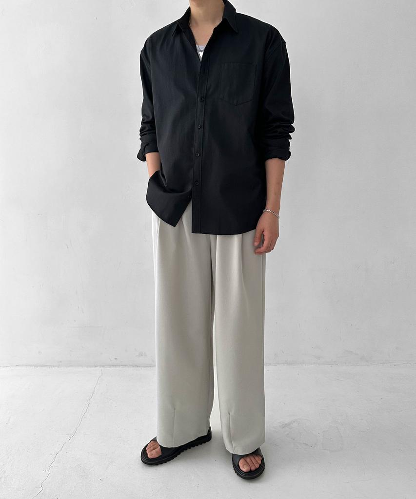 UMM Standard Fit Plain Hellsford Shirt_Black