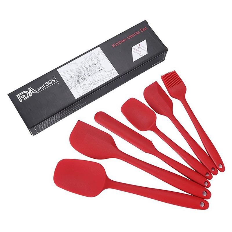 

6 шт. Силиконовые кулинарные лопатки Лопатки для крема для торта Термостойкие Неприлипающие Кухонные принадлежности красный