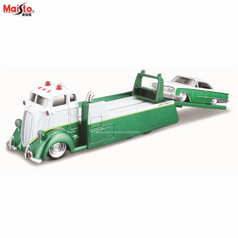 AAAOO1 Maisto 1:64 FLATBED/1988 BMW M3 E30 1965 FORD MUSTANG elite transport Die-casting car model collection gift toy