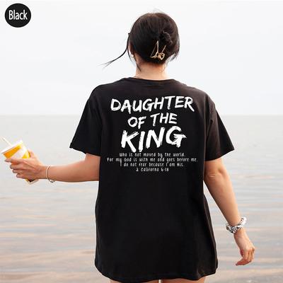 Dauthter of the King Oversized T-Shirt Christian Based Loose Tee Inspiring Women Casual Cotton Aesthetic Top