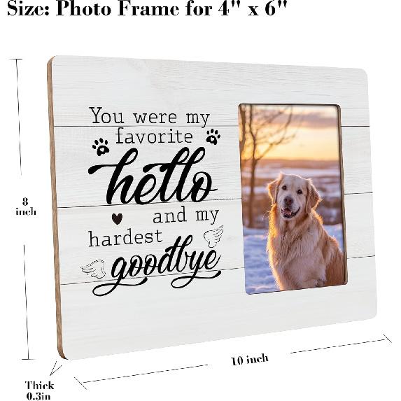 Pet Memorial Gifts for Dogs Remembrance Picture Frame, Loss of Dog Sympathy Gift, My Hardest Goodbye Frames Fits 4x6 Photo