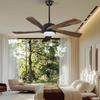 Retro Leaf Wood Grain Ceiling Fan Light for Home and Restaurant