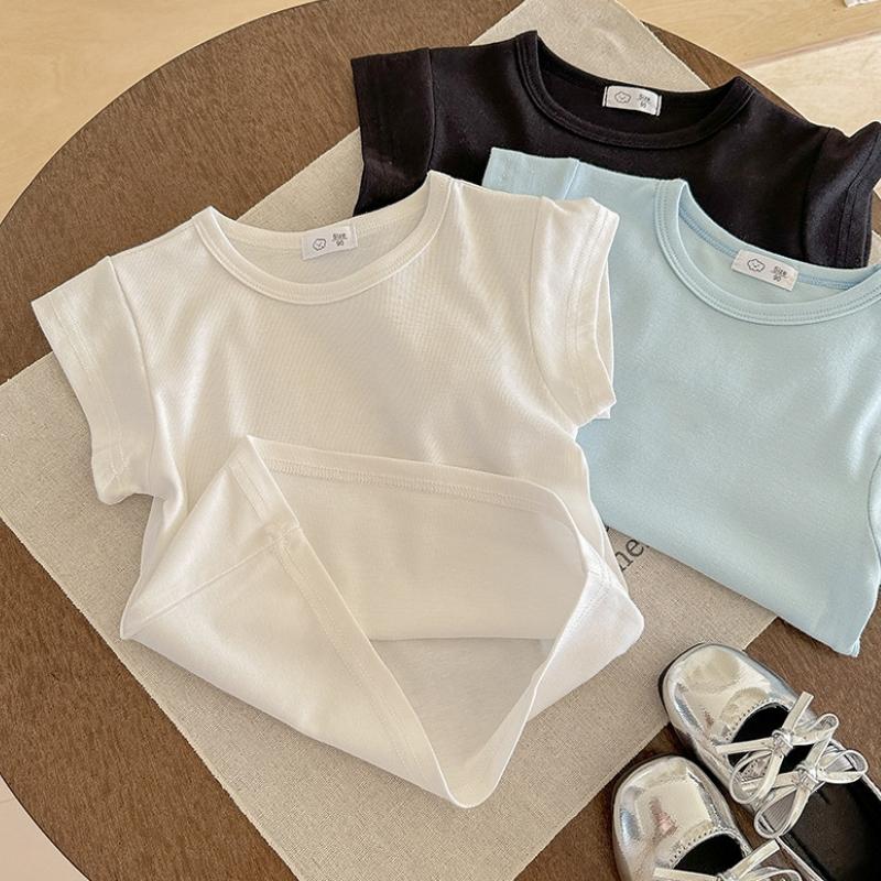 Summer Girls T-shirt Light and Thin Stripe Short Sleeved Shirt for Boys Slimming Casual Top for Children's Clothing