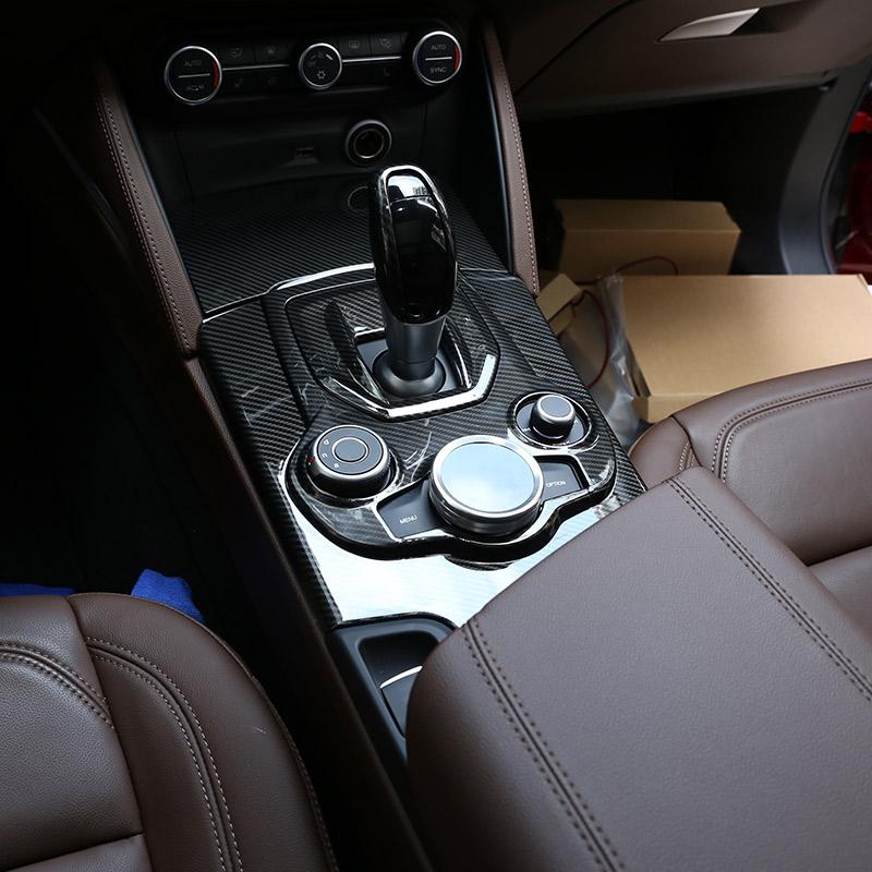 ABS Carbon Fiber For Alfa Romeo Stelvio 2017-2020 Interior Kit Dashboard Console Gear Shift Panel Decoration Cover Trim Stickers