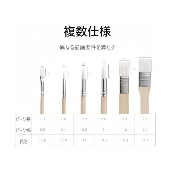 FineGood Art Brush Set of 6 Nylon Multifunctional Flat & Round & Short Bristle Brush Portable Convenient for Adults & Children Suitable for Beginners