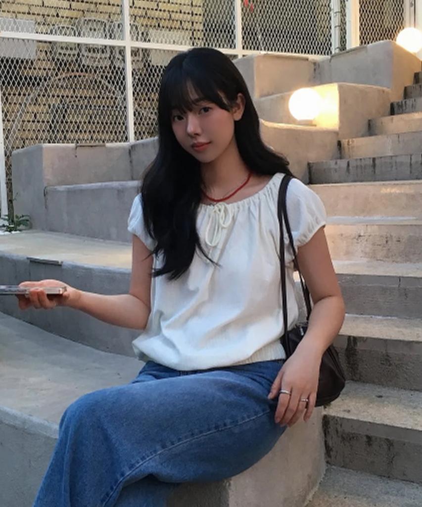 GENERALIDEA Cap Sleeve Shirred T-Shirt [Ivory] / Gf2Lts512