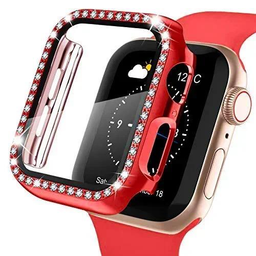 Cover For Apple Watch Case 44mm 45mm 41mm 40mm 38 42mm Bling Diamond bumper+Screen Protector Glass Iwatch Series 9 8 7 5 6 4 SE