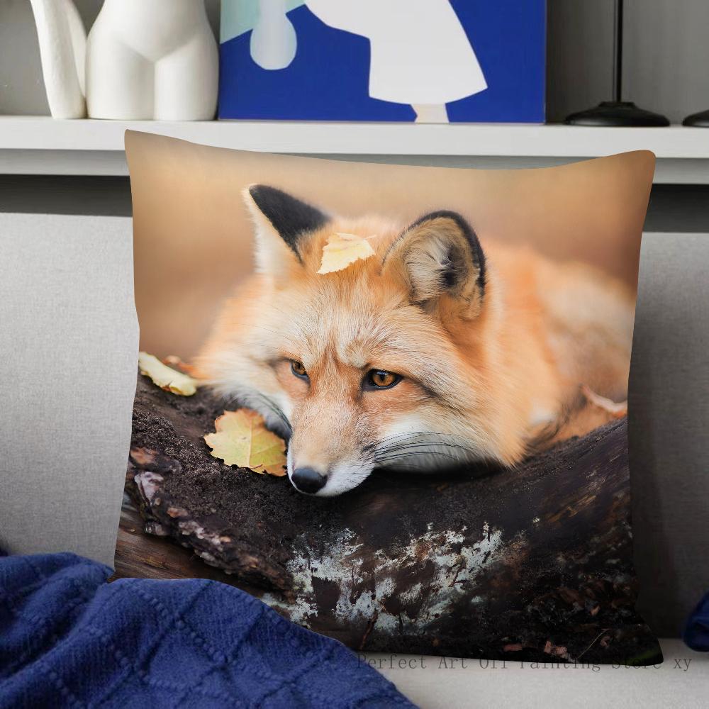 Cute Wild Fox Pillow Case Fashion Square Pillowcase Bedroom Sofa Room Ins Decoration Leisure Cushion Cover 40x40