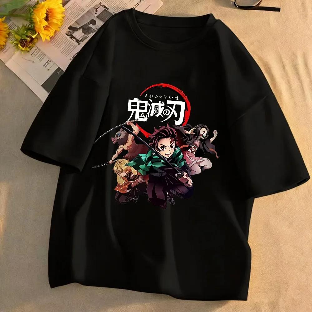 Plus Size Demon Slayer Anime Print Men and Women Tshirt Casual Parentchild Top Fashionable Summer Cotton Harajuku Street Y2K