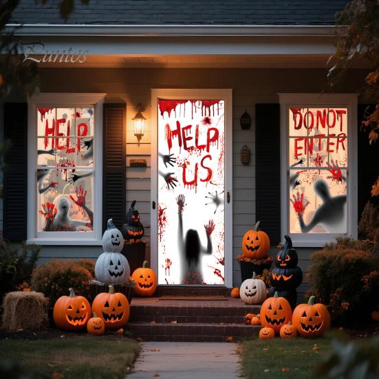 Clear Halloween Window Clings Blood Stickers, Patterns Waterproof And Scratch-Resistant PVC Decals, Removable Stickers for Home Living Room