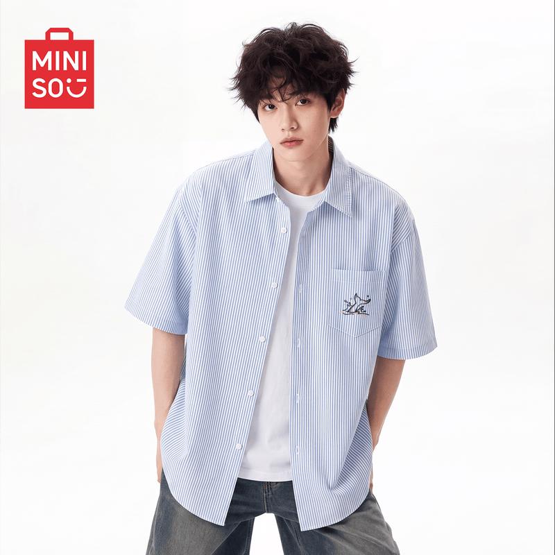 MINISO Men s Casual Oxford Short-Sleeve Shirt 4XL