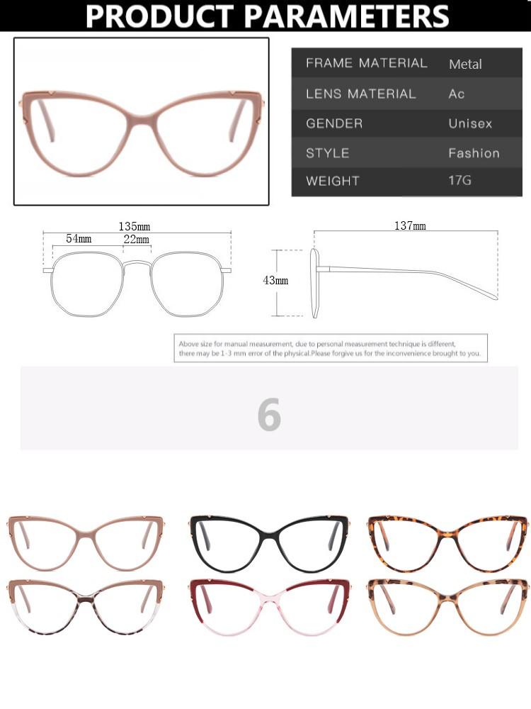 Durable Metal Metal Cat Eye Eyeglasses Spectacle Frame Frame Female Trendy Lightweight TR90 TR90 Designer Style Style Latest Trend Cateye Computer