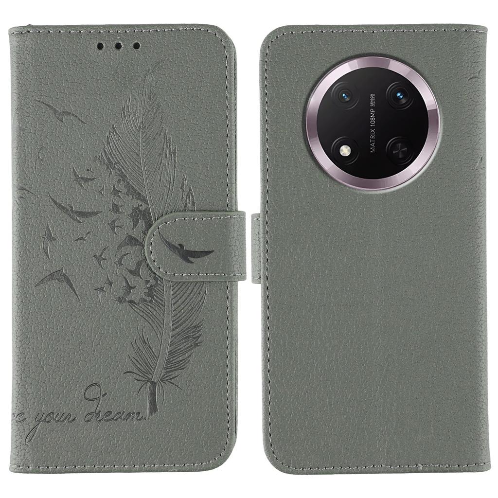 Phone Case For Honor Magic7 Lite 5G/X60 Pro 5G/X9c 5G Feather Imprint PU Leather Wallet Cover