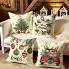 Festive Christmas Pillowcases: Tree, Wreath, Ornaments, and Vintage Truck Designs Sofa Cushion Cover New Year Home Decoration