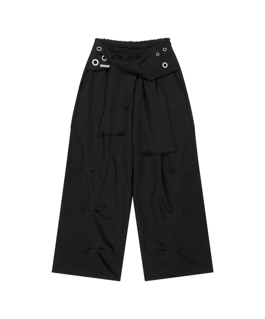 Aejeuyua Tie Belt Sweatpants Black