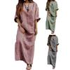Women's 3/4 Sleeve Striped Maxi Dress Casual Loose Fit Sundress with Front Pocket Summer Beach Vacation Outfits