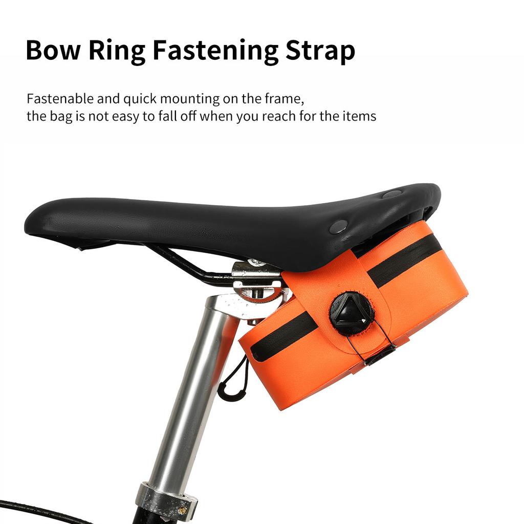 Waterproof Bicycle Saddle Bag W/ Rotating Lacing Under Seat Bike Bag Portable Cycling Seat Pack for Commuter Travel Outdoor