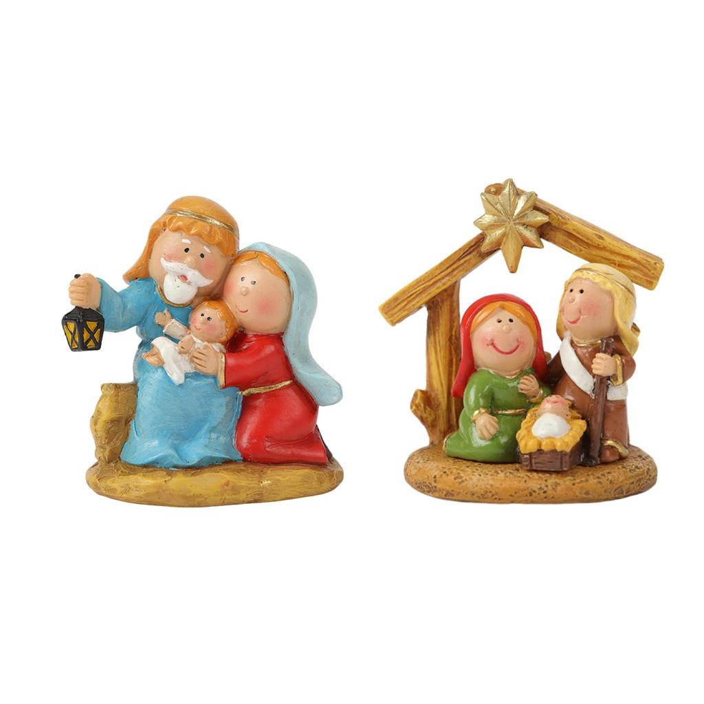 Nativity Set Gift Religious Decor Craft Handmade Collection Decoration Table Ornament for Home Living Room Indoor Desktop Shelf