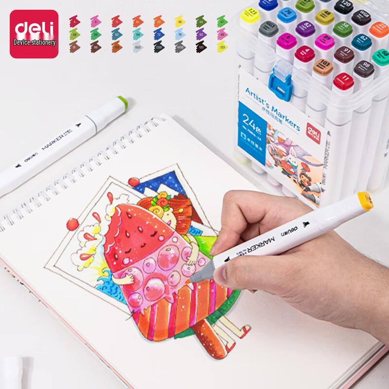 Deli Quick-Dry Dual-Tip Water-Based Marker Pens