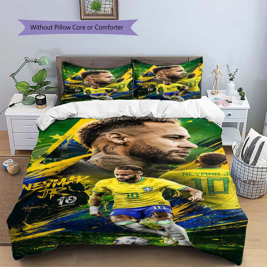 Neymar Pattern Bedding,Quilt Set Quilt Cover Pillowcase Home Birthday Gift(1 * duvet cover + 2 * pillowcase, without core)
