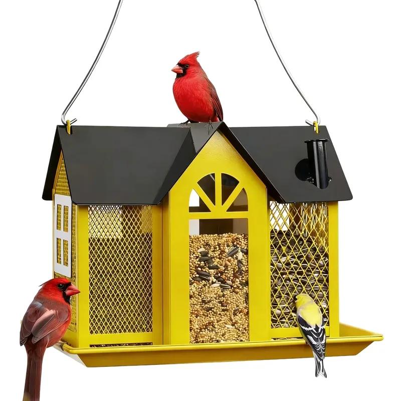 Solar Bird Feeders House For Outdoors Hanging Squirrel Proof Bird Supplies Bird Accessories Small Animal Supplies